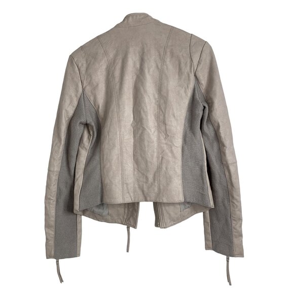 Free People Womens Size 6 Small Faux Leather Moto Jacket Blush Zip Detail 6827 - Picture 13 of 16